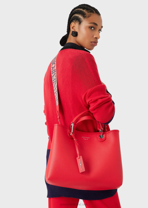 Women 086V687 Medium Myea Shopper Bag With Deer Print Armani Coral