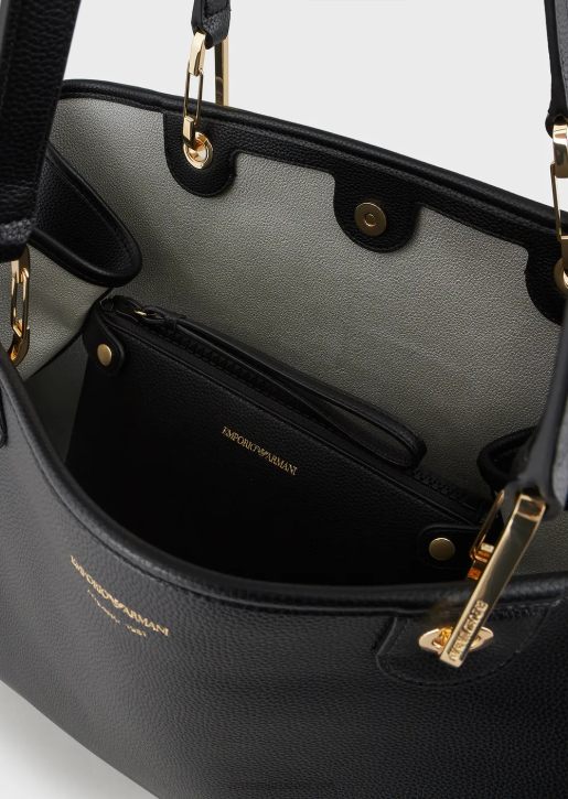 Women 086V688 Large Myea Shopper Bag With Deer Print Armani Black