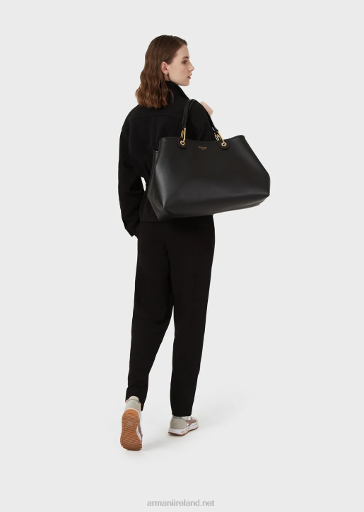 Women 086V688 Large Myea Shopper Bag With Deer Print Armani Black