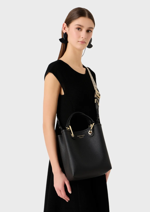Women 086V691 Deer-Print Myea Vertical Shopper Bag Armani Black