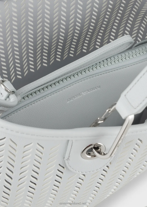 Women 086V705 Armani Sustainability Values Medium Myea Shopper Bag With Perforated Chevron MotifIce