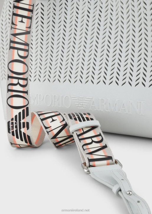 Women 086V705 Armani Sustainability Values Medium Myea Shopper Bag With Perforated Chevron MotifIce