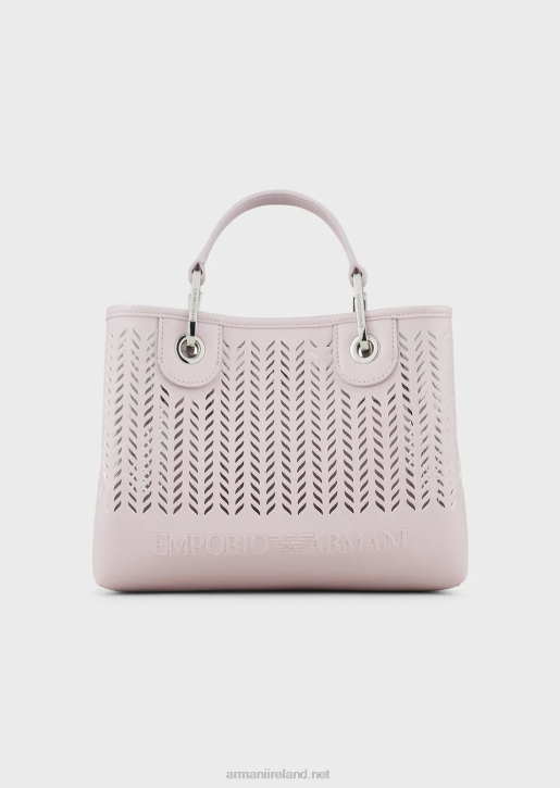 Women 086V706 Armani Sustainability Values Small Myea Shopper Bag With Perforated Chevron MotifPink
