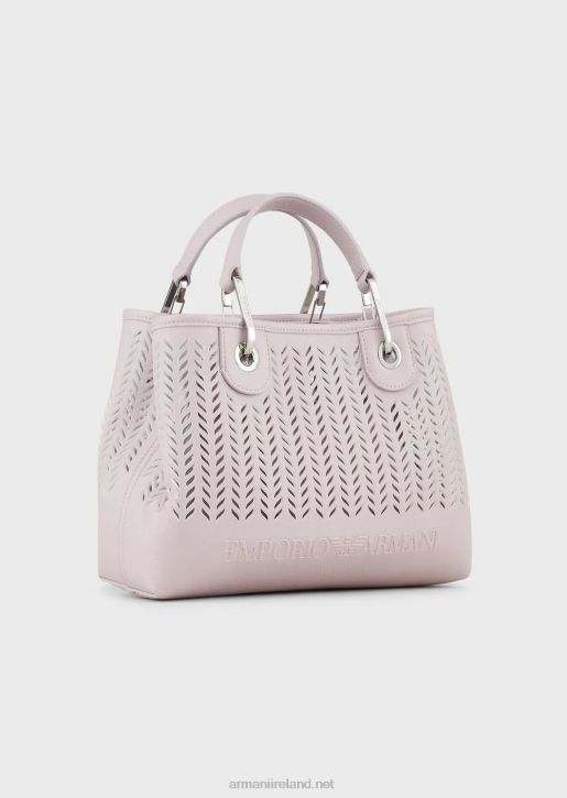 Women 086V706 Armani Sustainability Values Small Myea Shopper Bag With Perforated Chevron MotifPink