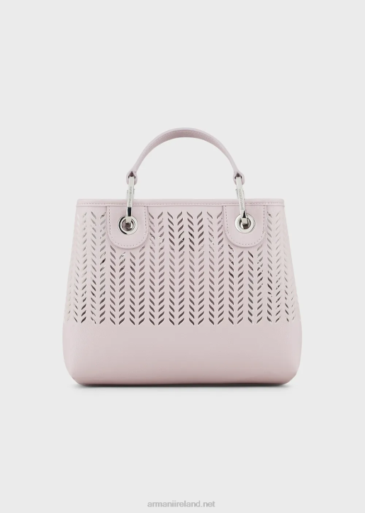 Women 086V706 Armani Sustainability Values Small Myea Shopper Bag With Perforated Chevron MotifPink