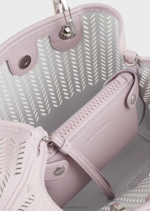 Women 086V706 Armani Sustainability Values Small Myea Shopper Bag With Perforated Chevron MotifPink