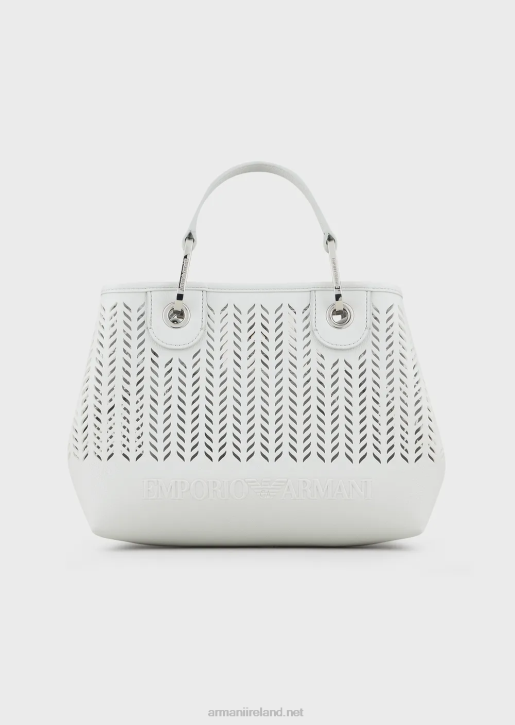 Women 086V707 Armani Sustainability Values Small Myea Shopper Bag With Perforated Chevron Motif