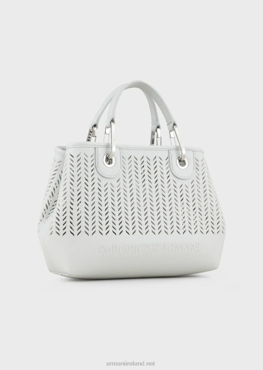 Women 086V707 Armani Sustainability Values Small Myea Shopper Bag With Perforated Chevron Motif