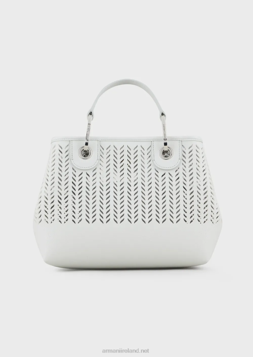Women 086V707 Armani Sustainability Values Small Myea Shopper Bag With Perforated Chevron Motif