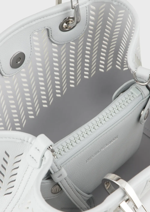 Women 086V707 Armani Sustainability Values Small Myea Shopper Bag With Perforated Chevron Motif