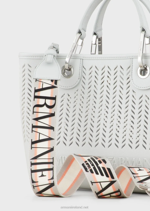 Women 086V707 Armani Sustainability Values Small Myea Shopper Bag With Perforated Chevron Motif