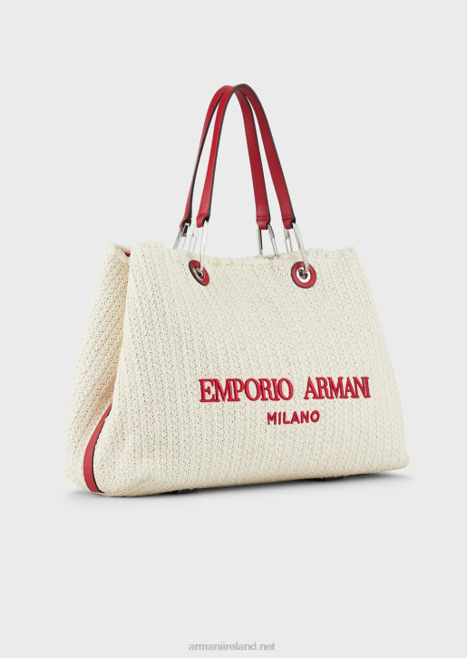 Women 086V714 Large, Straw Myea Resort Shopper Bag Armani Panna