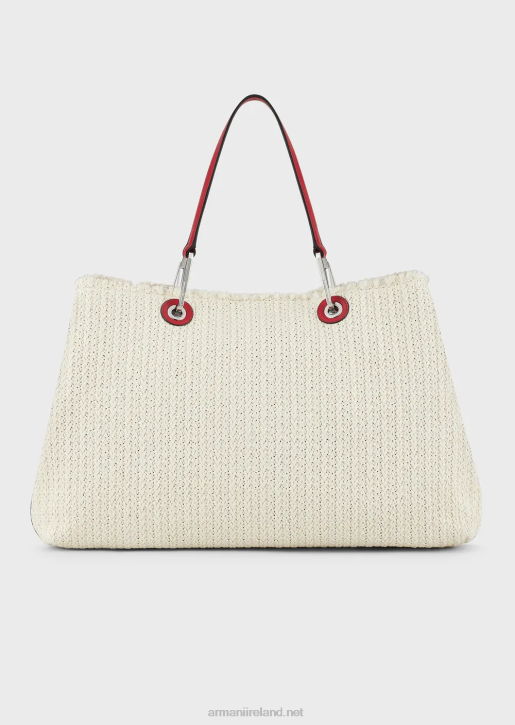 Women 086V714 Large, Straw Myea Resort Shopper Bag Armani Panna