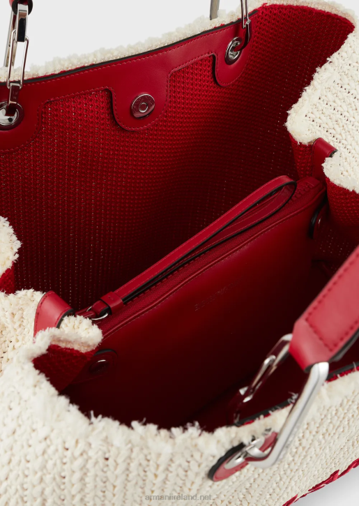 Women 086V714 Large, Straw Myea Resort Shopper Bag Armani Panna