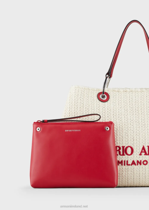 Women 086V714 Large, Straw Myea Resort Shopper Bag Armani Panna