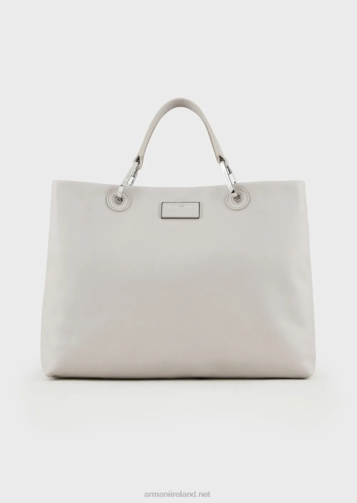 Women 086V715 Medium Myea Shopper Bag In Ecological Leather Armani Ice