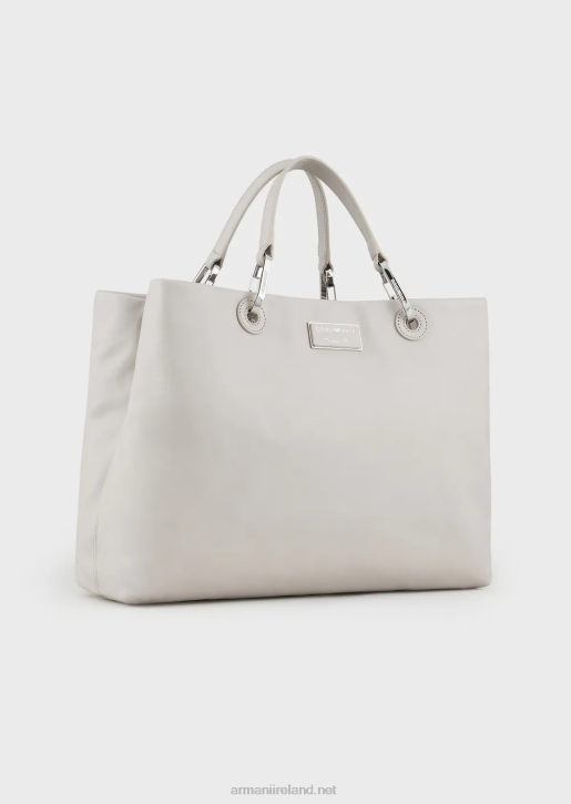 Women 086V715 Medium Myea Shopper Bag In Ecological Leather Armani Ice