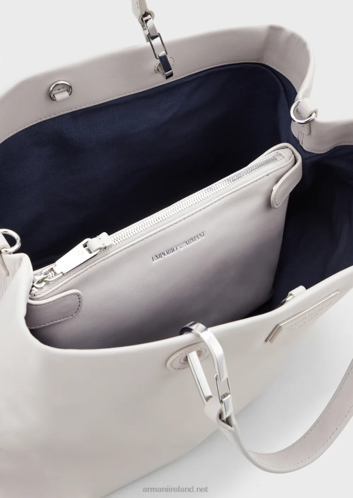 Women 086V715 Medium Myea Shopper Bag In Ecological Leather Armani Ice