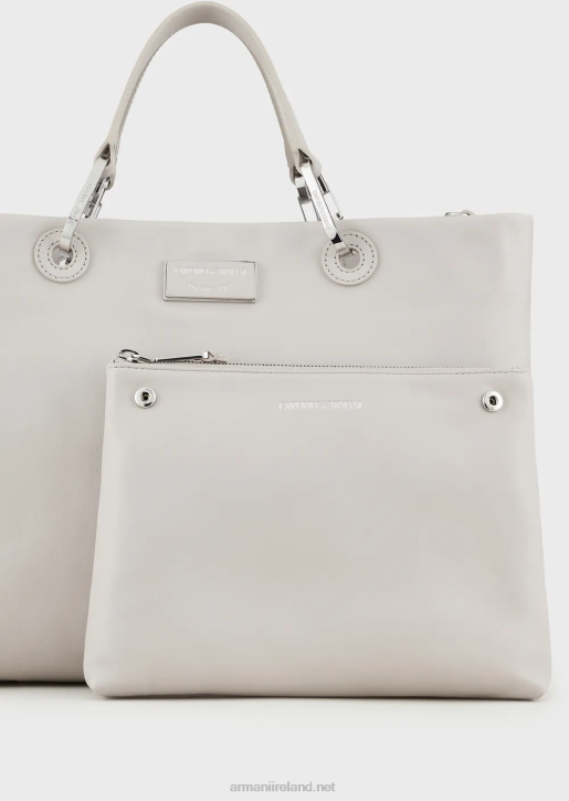 Women 086V715 Medium Myea Shopper Bag In Ecological Leather Armani Ice