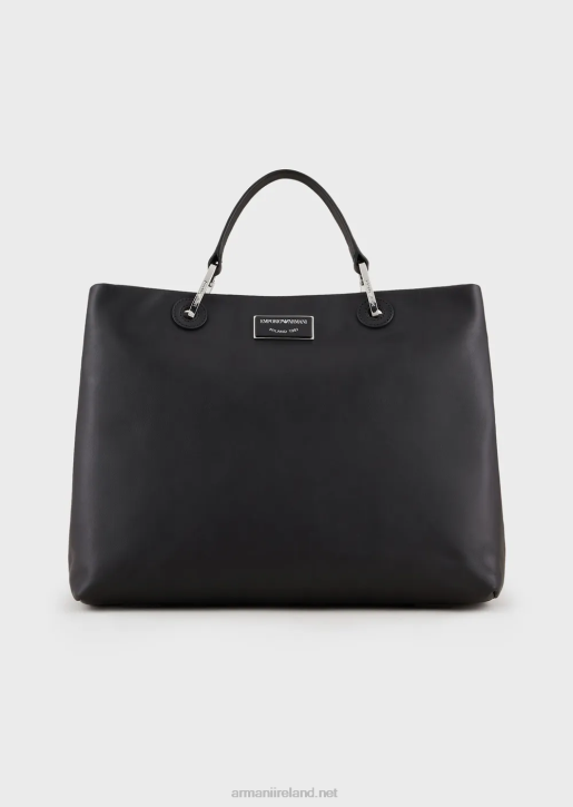 Women 086V716 Medium Myea Shopper Bag In Ecological Leather Armani Black