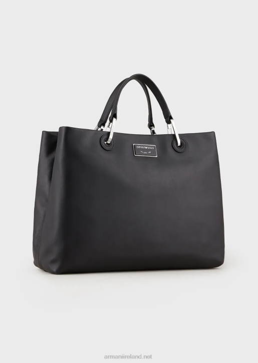 Women 086V716 Medium Myea Shopper Bag In Ecological Leather Armani Black
