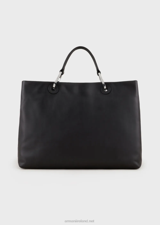 Women 086V716 Medium Myea Shopper Bag In Ecological Leather Armani Black