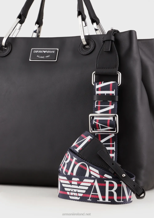 Women 086V716 Medium Myea Shopper Bag In Ecological Leather Armani Black