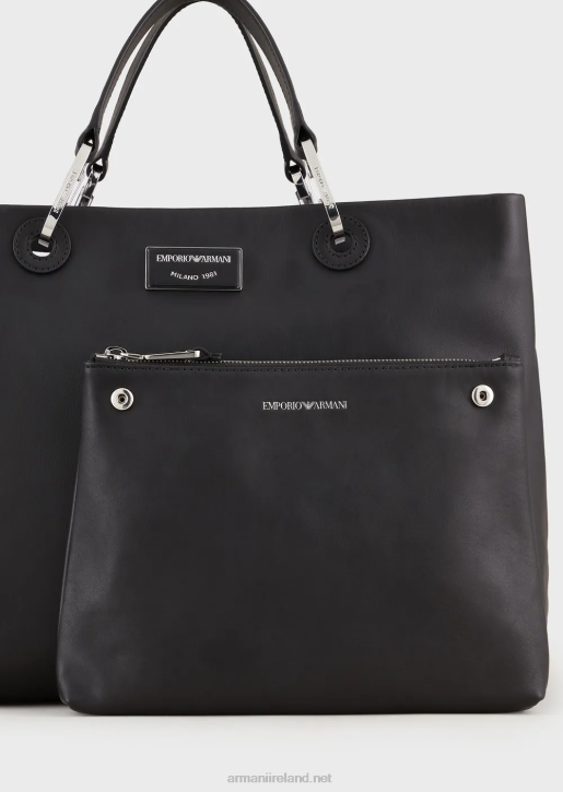 Women 086V716 Medium Myea Shopper Bag In Ecological Leather Armani Black