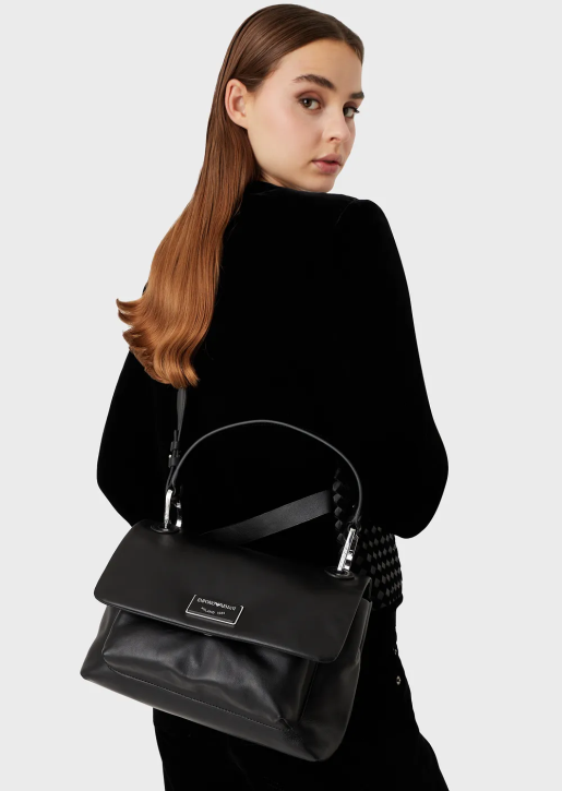 Women 086V717 Myea Bag Ecological-Leather Handbag With Flap Armani Black