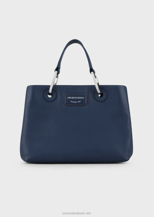 Women 086V718 Small Myea Shopper Bag In Ecological Leather Armani Navy Blue