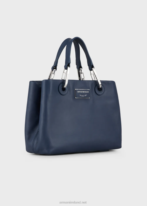 Women 086V718 Small Myea Shopper Bag In Ecological Leather Armani Navy Blue