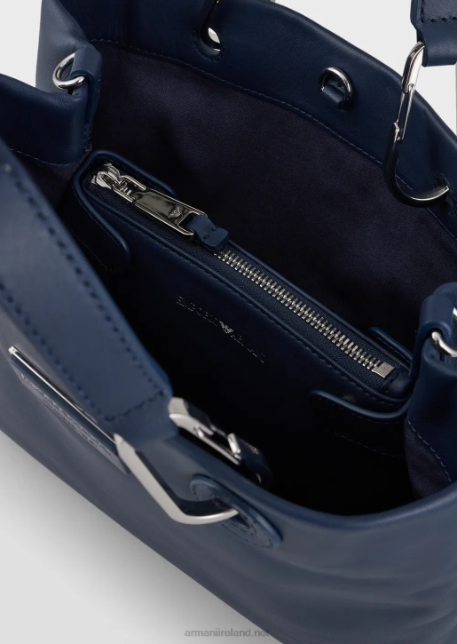 Women 086V718 Small Myea Shopper Bag In Ecological Leather Armani Navy Blue