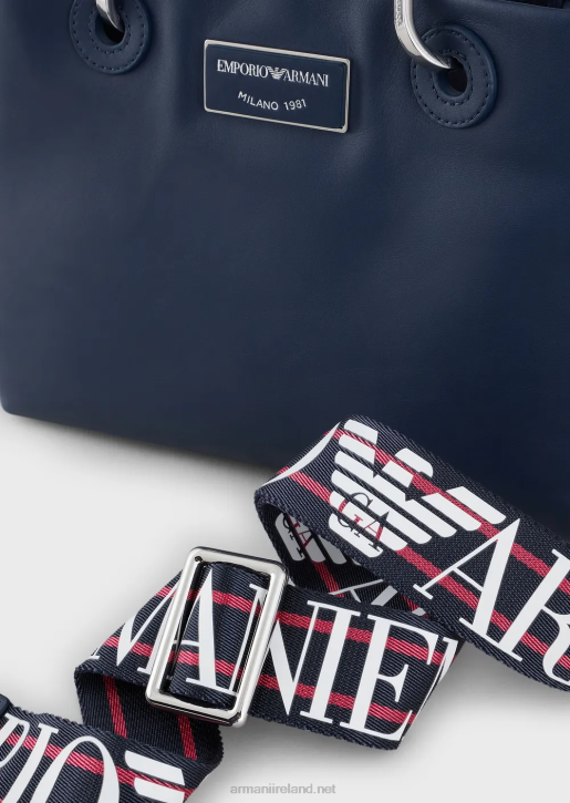 Women 086V718 Small Myea Shopper Bag In Ecological Leather Armani Navy Blue