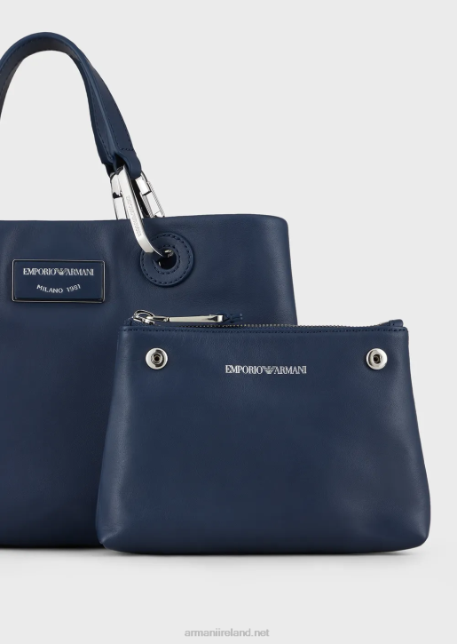 Women 086V718 Small Myea Shopper Bag In Ecological Leather Armani Navy Blue