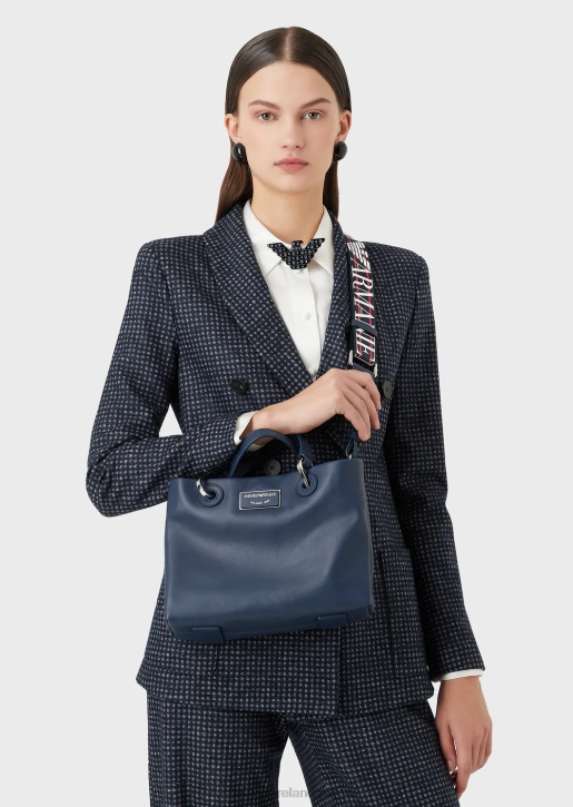 Women 086V718 Small Myea Shopper Bag In Ecological Leather Armani Navy Blue