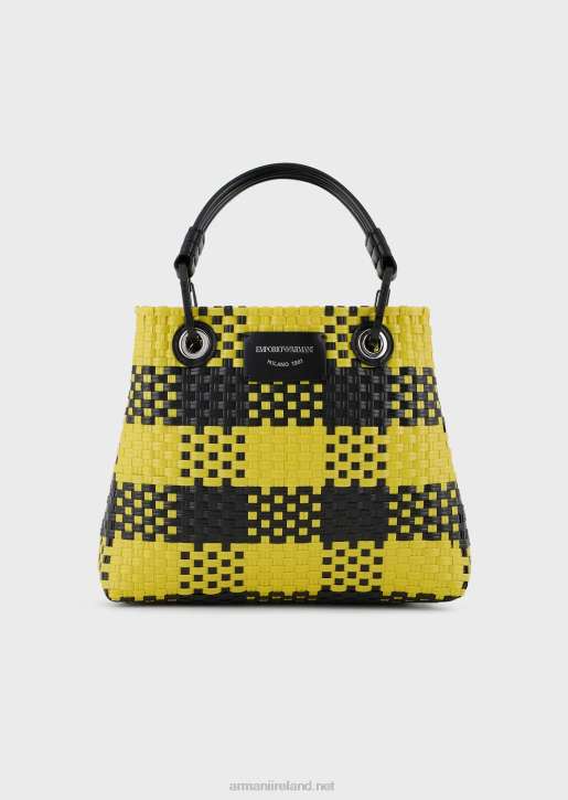 Women 086V720 Small Myea Braided Shopper Bag With Check Motif Armani Multicolour