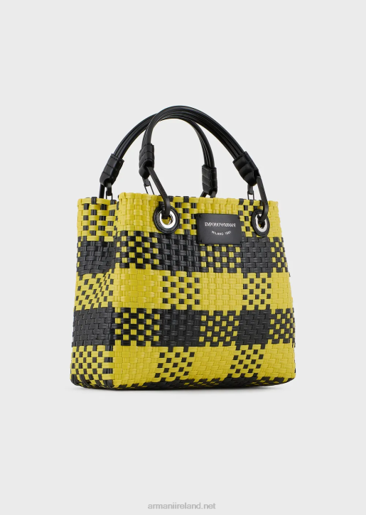 Women 086V720 Small Myea Braided Shopper Bag With Check Motif Armani Multicolour