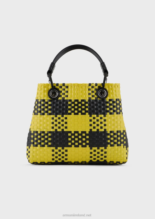 Women 086V720 Small Myea Braided Shopper Bag With Check Motif Armani Multicolour