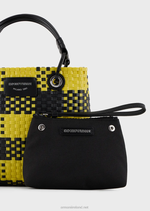 Women 086V720 Small Myea Braided Shopper Bag With Check Motif Armani Multicolour
