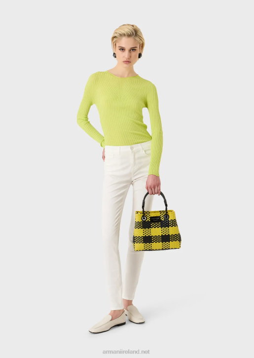 Women 086V720 Small Myea Braided Shopper Bag With Check Motif Armani Multicolour
