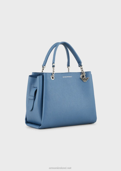 Women 086V725 Palmellato Leather-Effect Handbag With Eagle Charm Armani Azure