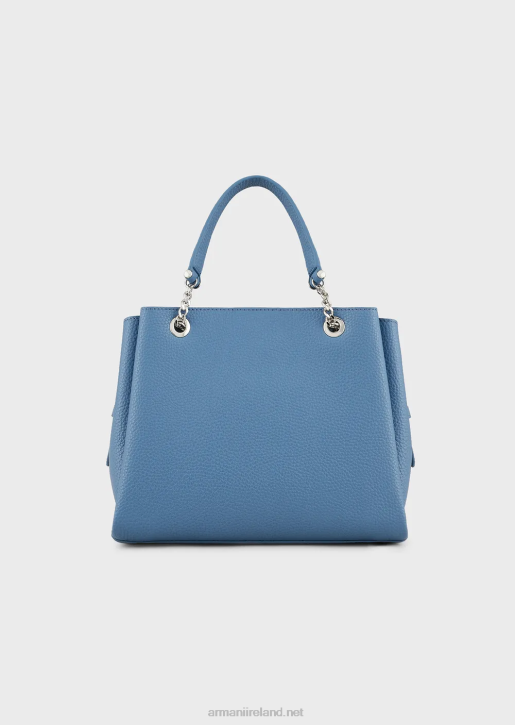 Women 086V725 Palmellato Leather-Effect Handbag With Eagle Charm Armani Azure