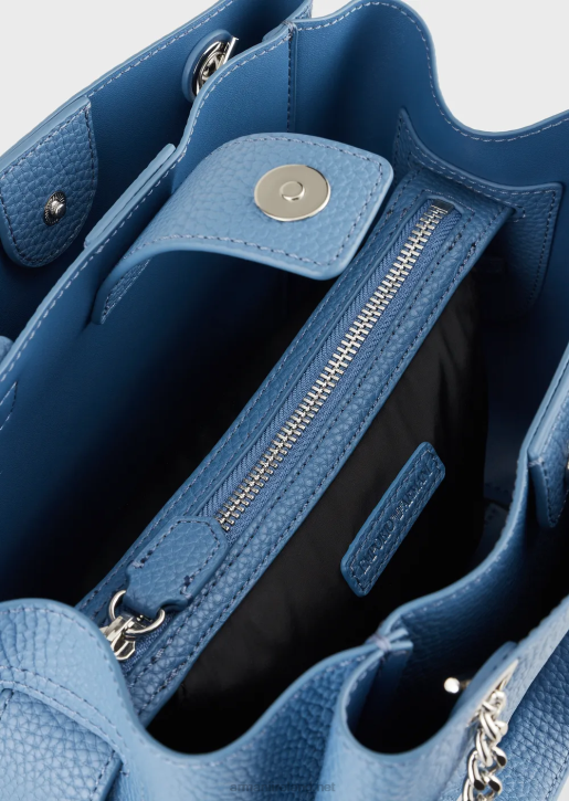 Women 086V725 Palmellato Leather-Effect Handbag With Eagle Charm Armani Azure
