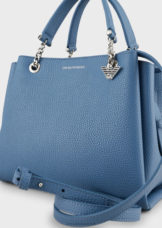 Women 086V728 Palmellato Leather-Effect Handbag With Eagle Charm Armani Red