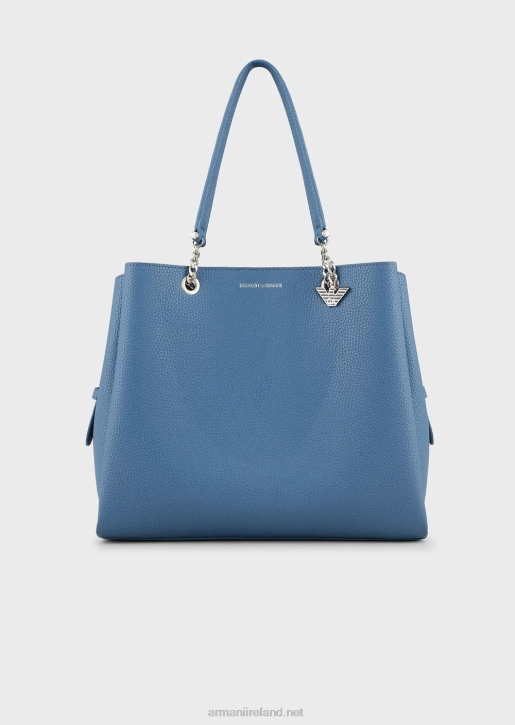 Women 086V729 Palmellato Leather-Effect Shopper Bag With Eagle Charm Armani Azure