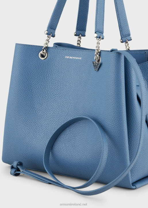 Women 086V729 Palmellato Leather-Effect Shopper Bag With Eagle Charm Armani Azure
