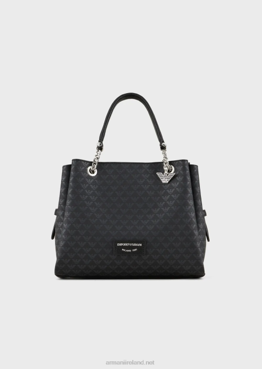 Women 086V733 All-Over Eagle Handbag With Eagle Charm Armani Pattern