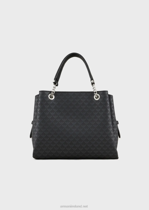Women 086V733 All-Over Eagle Handbag With Eagle Charm Armani Pattern