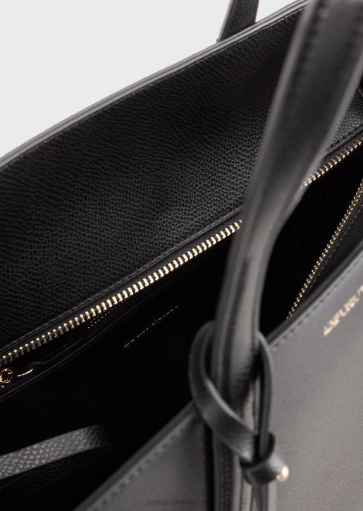 Women 086V734 Palmellato Leather-Finish Shopper Bag With Charm Armani Black