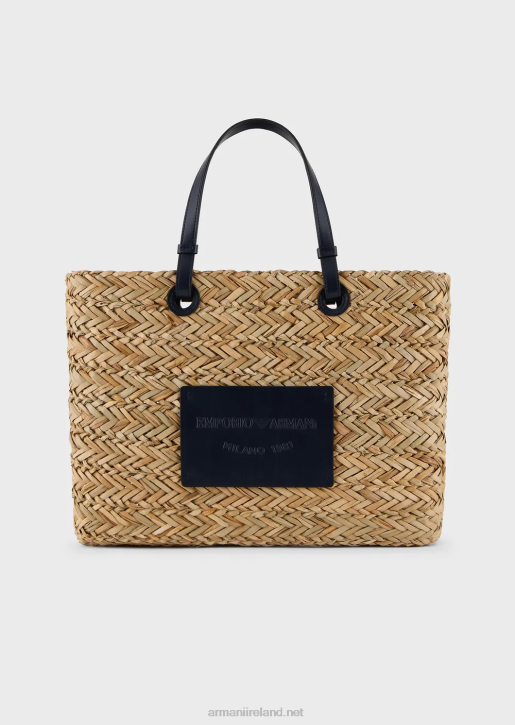 Women 086V737 Mare Capsule Collection Straw Shopper Bag Armani Beige